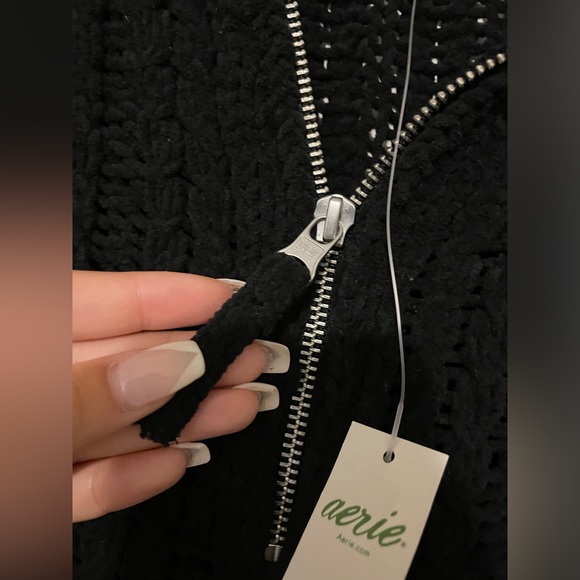 Aerie Oversized Cableknit Quarter Zip Pull Over NWT - Picture 6 of 8